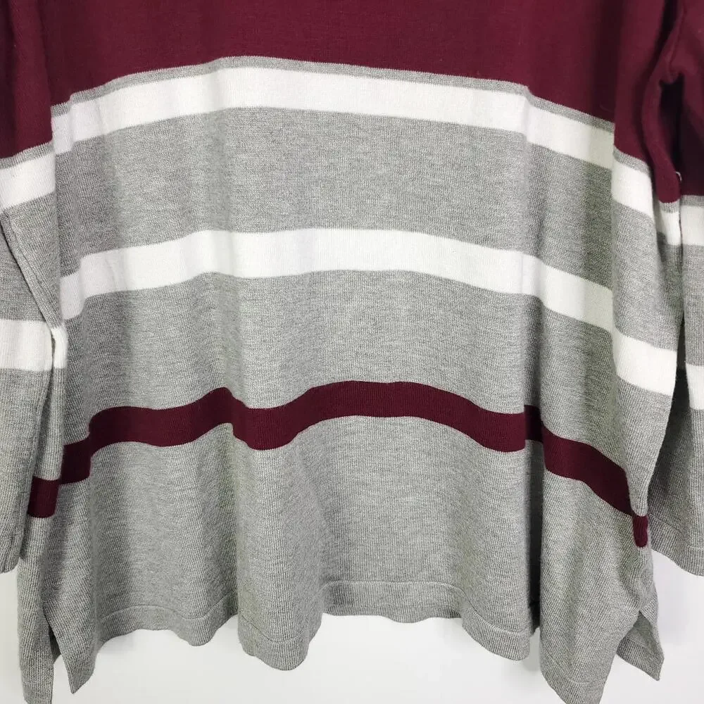 Liz Claiborne Sweater Womens 1X Long Sleeve Split Hem Pullover Striped Office - Picture 4 of 7